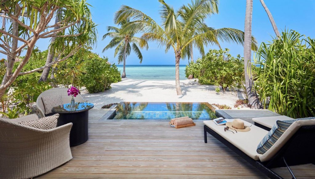 An intimate beach and private pool with the Beach Pool Villa.
