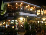 The exterior of B-Story Café & Restaurant, Bangkok taken in the evening